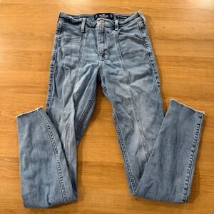 Hollister High Rise Super Skinny Jeans Light Wash Distressed Womens 26x30